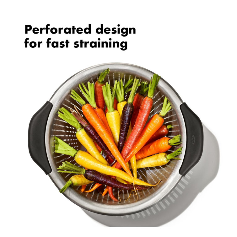 OXO 5 Quart Stainless Steel Colander with Soft-Grip Handles