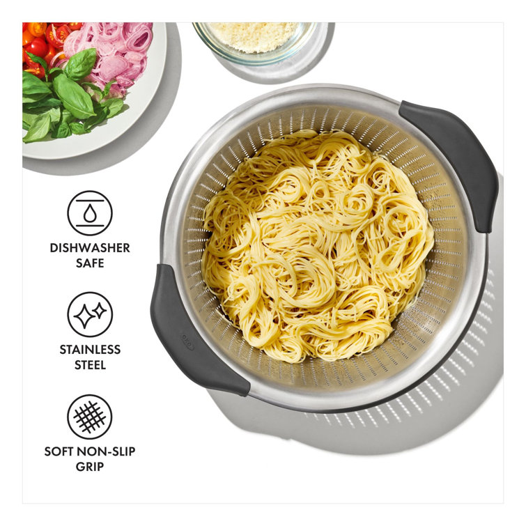 OXO 5 Quart Stainless Steel Colander with Soft-Grip Handles