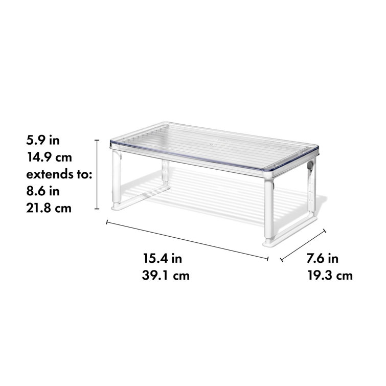 Clear Adjustable Refrigerator Shelf Riser with Non-Slip Feet
