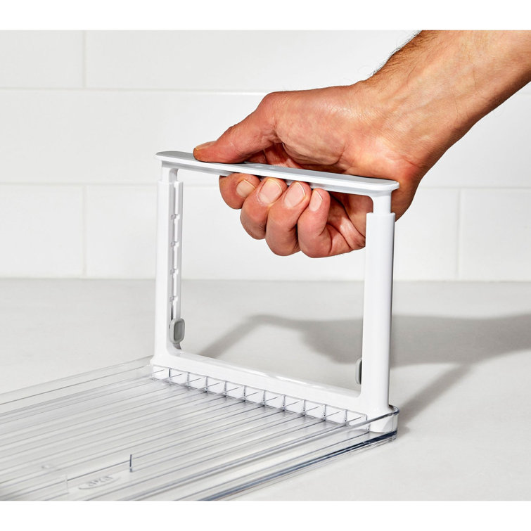 Clear Adjustable Refrigerator Shelf Riser with Non-Slip Feet