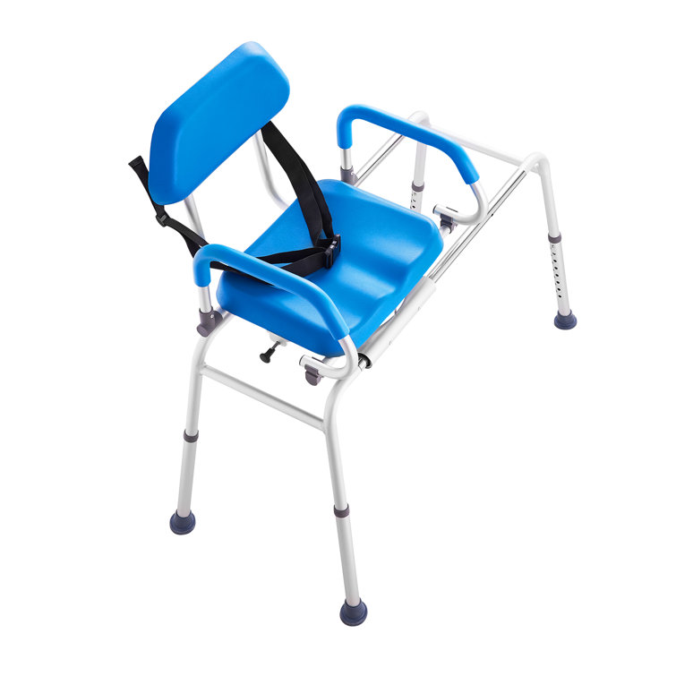 Blue Adjustable Plastic Sliding Tub Transfer Bench with Safety Belt