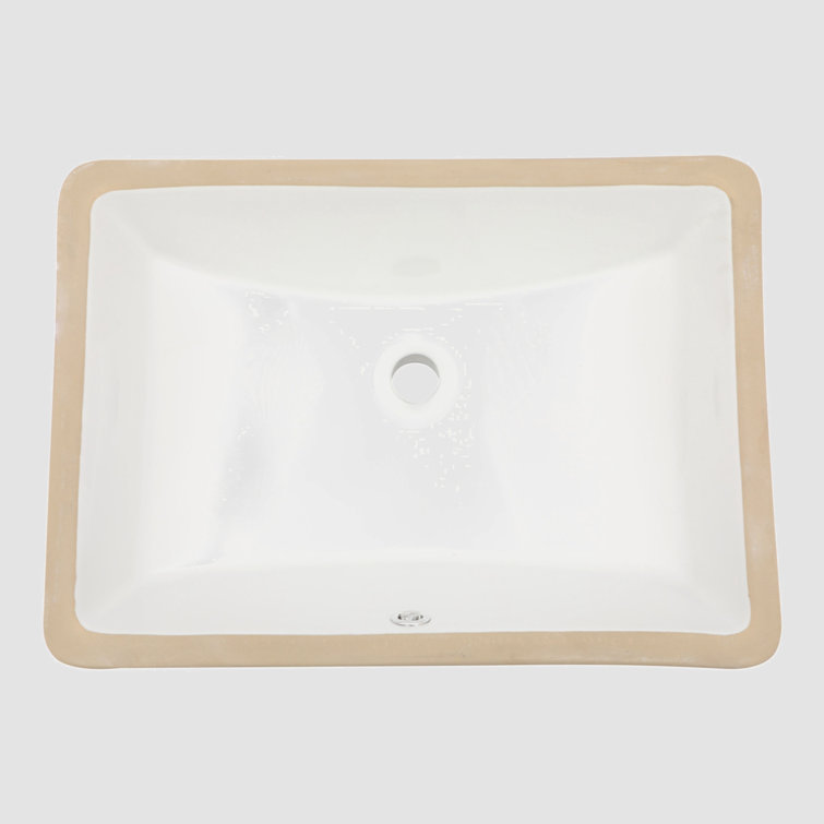 21.5'' x 15'' White Ceramic Rectangular Undermount Bathroom Sink