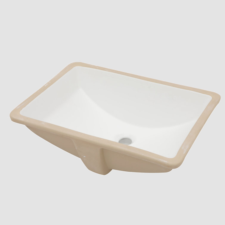 21.5'' x 15'' White Ceramic Rectangular Undermount Bathroom Sink