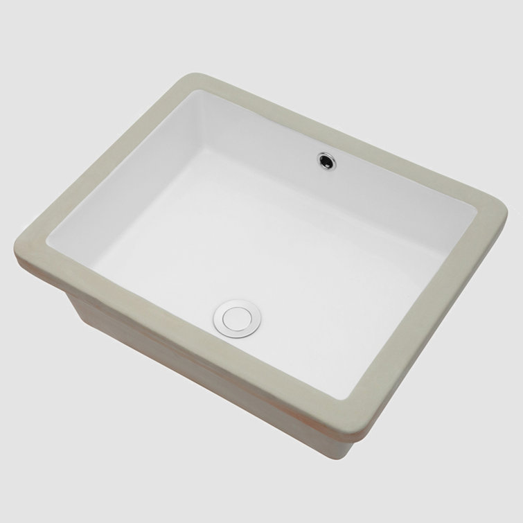 19.75'' White Ceramic Rectangular Undermount Bathroom Sink