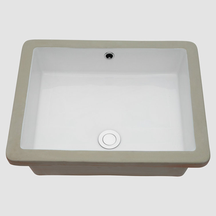 19.75'' White Ceramic Rectangular Undermount Bathroom Sink
