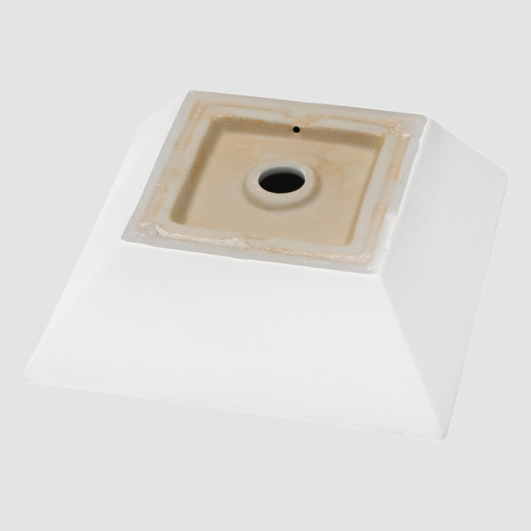 16-Inch White Ceramic Square Vessel Bathroom Sink
