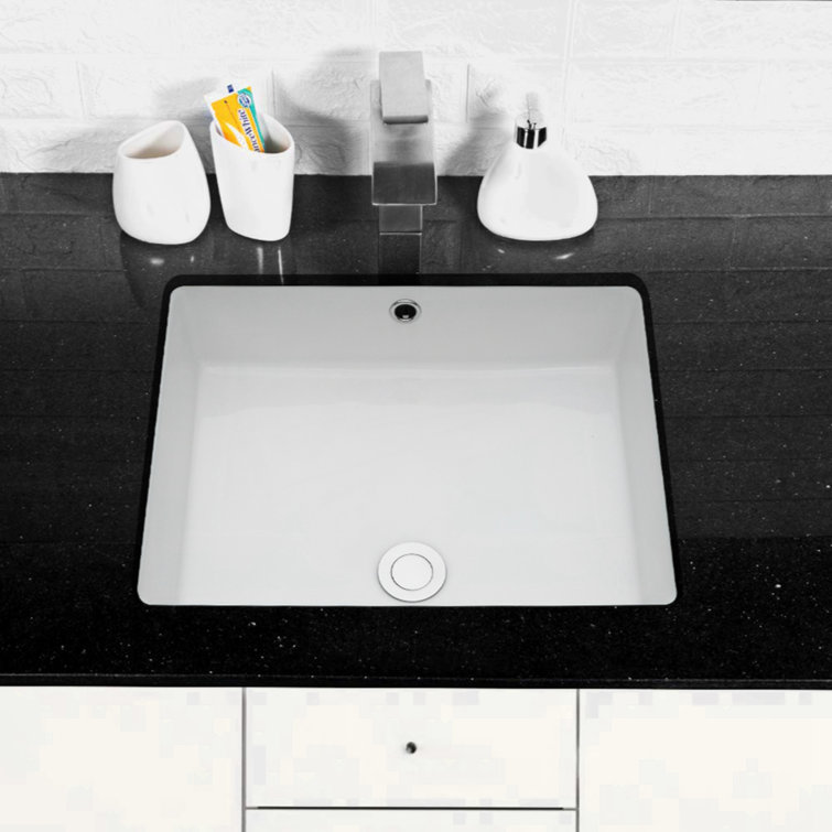19.75'' White Ceramic Rectangular Undermount Bathroom Sink