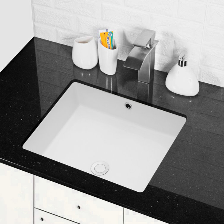 19.75'' White Ceramic Rectangular Undermount Bathroom Sink