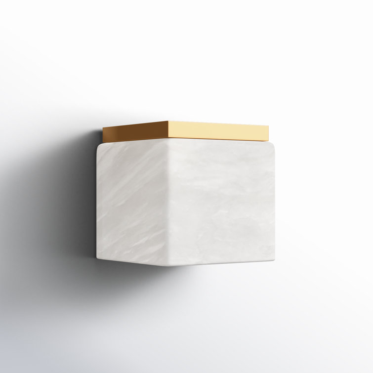 Aged Brass and Opal Matte Glass Square Flush Mount Light