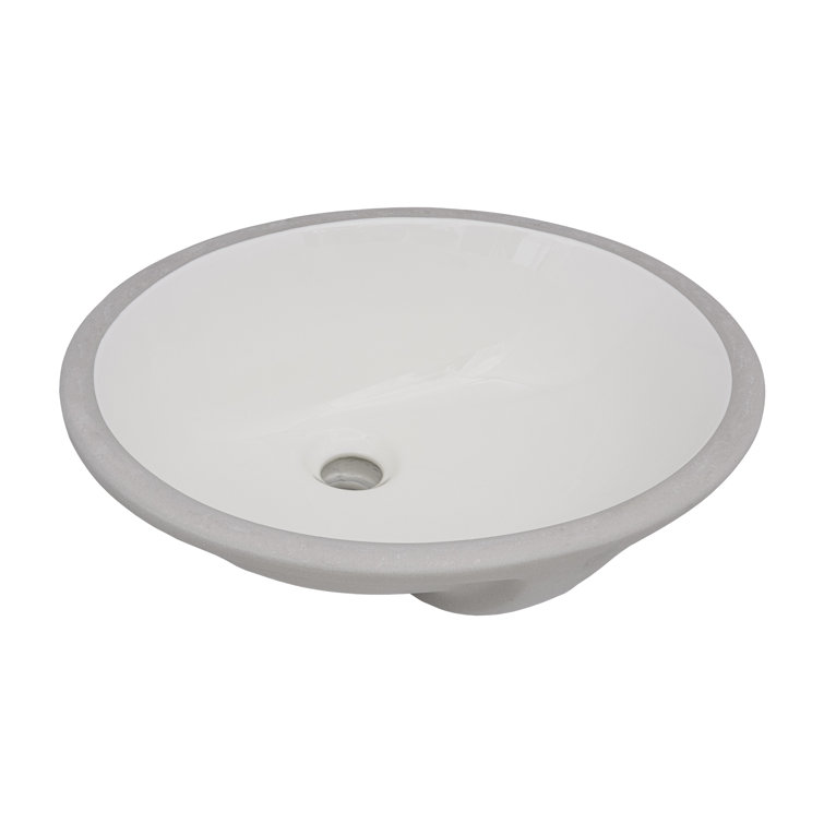 Biscuit Oval Ceramic Undermount Bathroom Sink with Overflow
