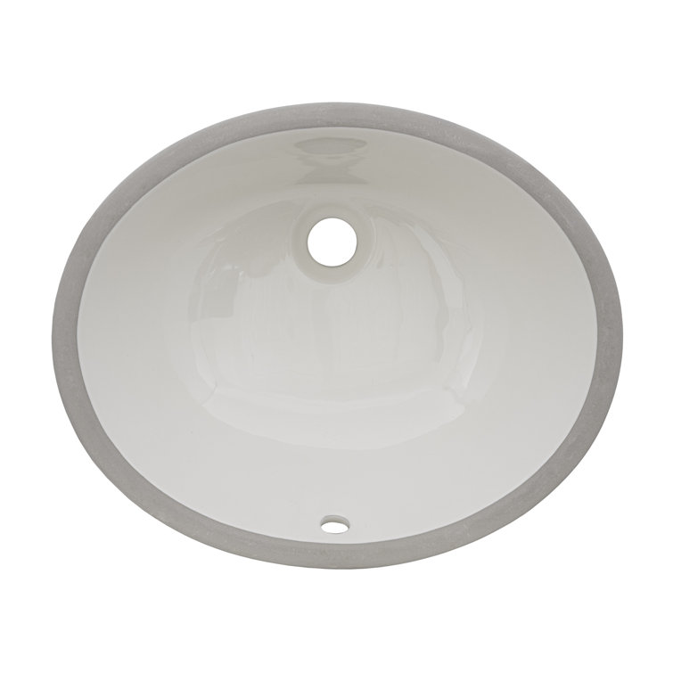 Biscuit Oval Ceramic Undermount Bathroom Sink with Overflow