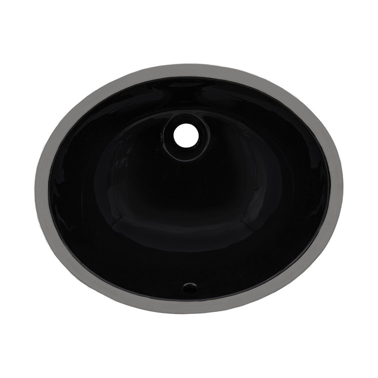 Black Oval Ceramic Undermount Bathroom Sink with Overflow