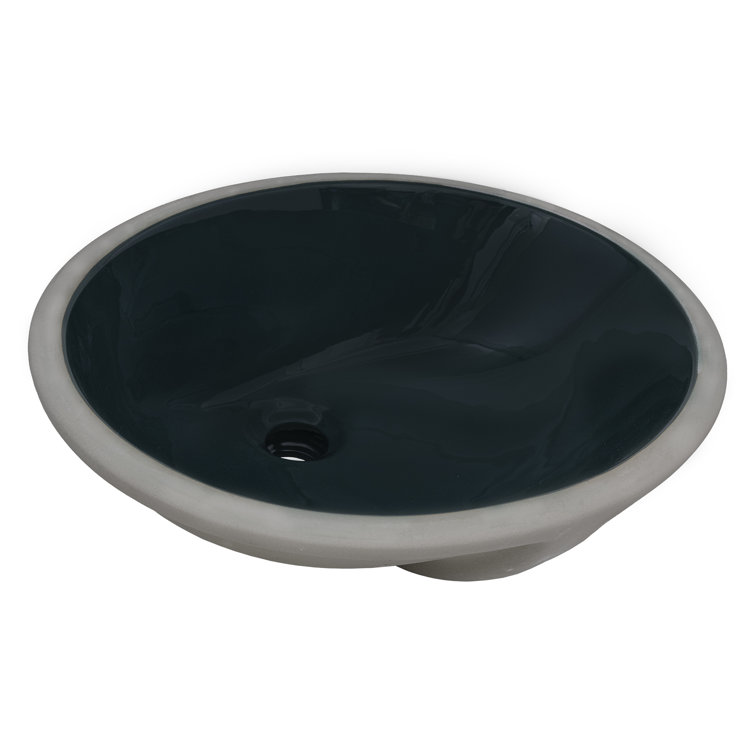 Emerald Green Oval Porcelain Undermount Bathroom Sink with Overflow