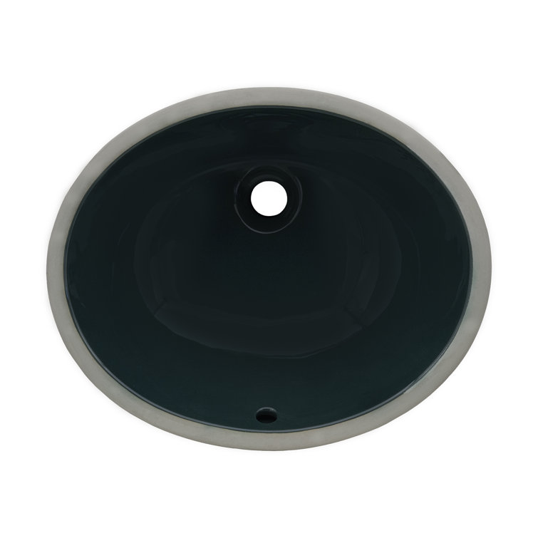 Emerald Green Oval Porcelain Undermount Bathroom Sink with Overflow