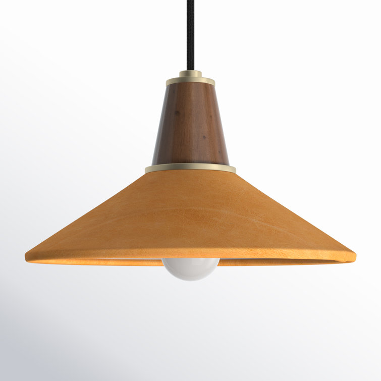 Doherty 11" LED Modern Pendant Light in Natural Walnut