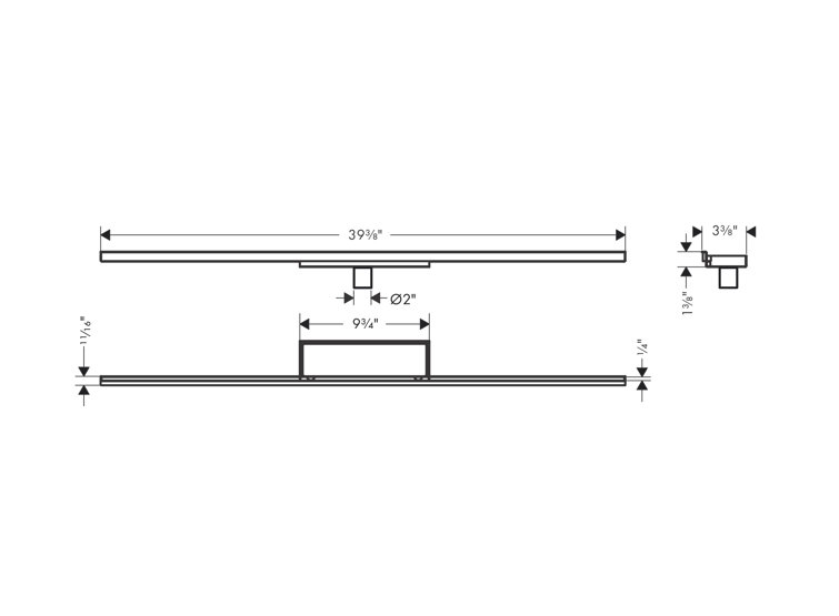 Chrome Minimalist Linear Shower Drain Set with Round Drain
