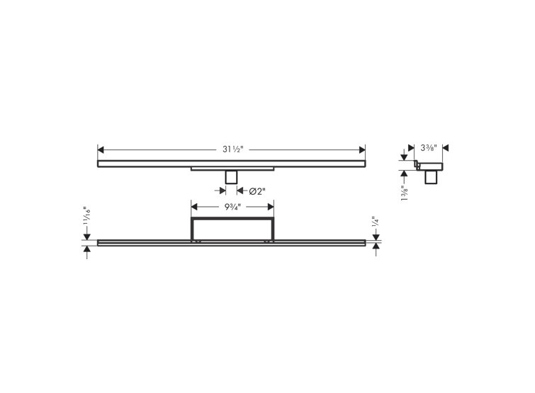 Chrome Minimalist Linear Shower Drain Set with Trim