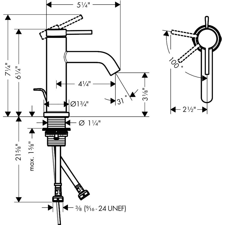 Chrome Single-Hole Bathroom Faucet with CoolStart Technology