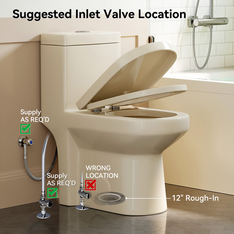 Compact Bisque One-Piece Dual Flush Toilet with Soft Close Seat