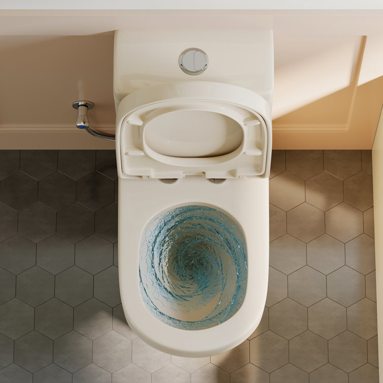 Compact Bisque One-Piece Dual Flush Toilet with Soft Close Seat