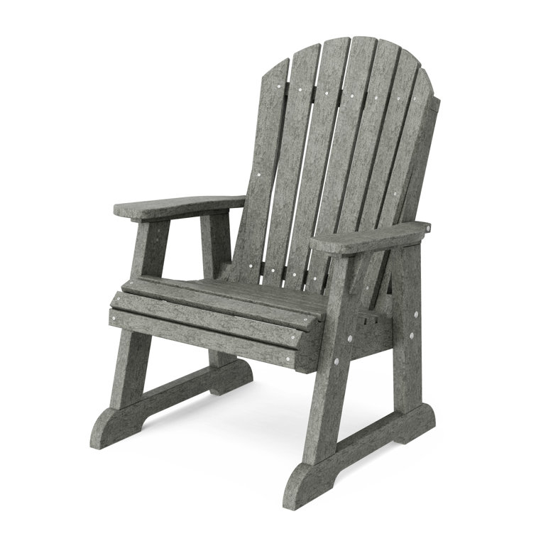 Heritage Dark Gray HDPE Outdoor Fan Back Chair with Arms
