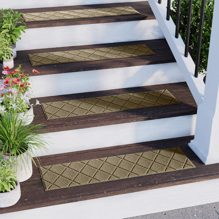 Camel Geometric Rubber Backed Indoor Outdoor Stair Treads