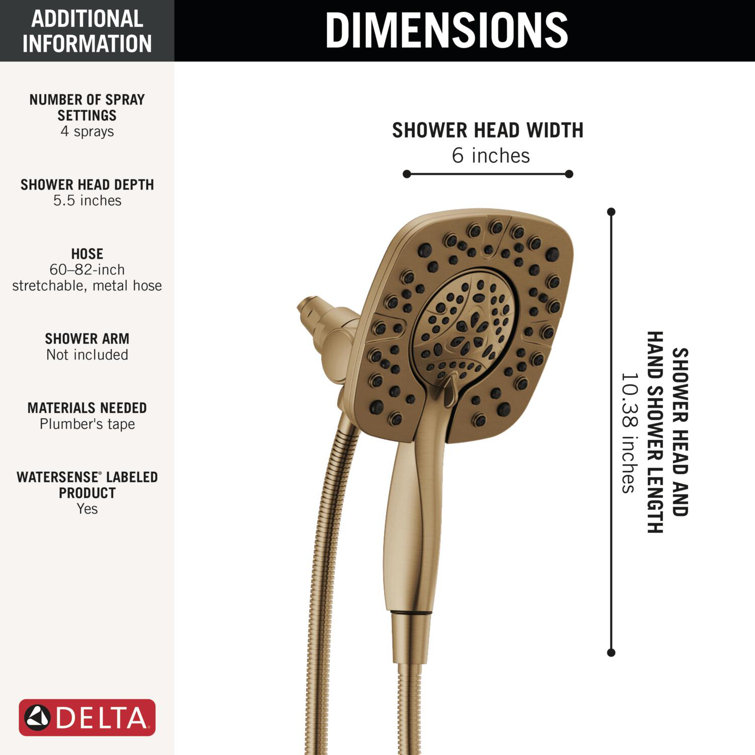 Champagne Bronze Dual Shower Head with Handheld Spray