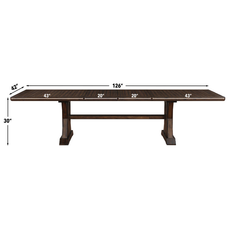 Auburn 126" Dark Brown Acacia Wood Dining Table with 6 Chairs