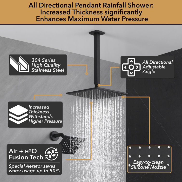 VANFOXLE 1913A3C-06Y8 MB Diverter Complete Shower System with Rough in-Valve