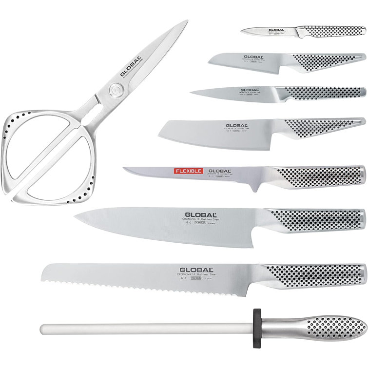 Takashi 10-Piece Stainless Steel Knife Block Set with Bamboo Block