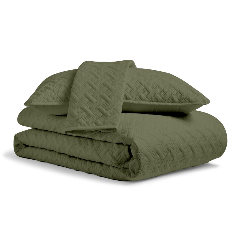 Sage Green Full Bamboo Rayon Quilt Set with Shams