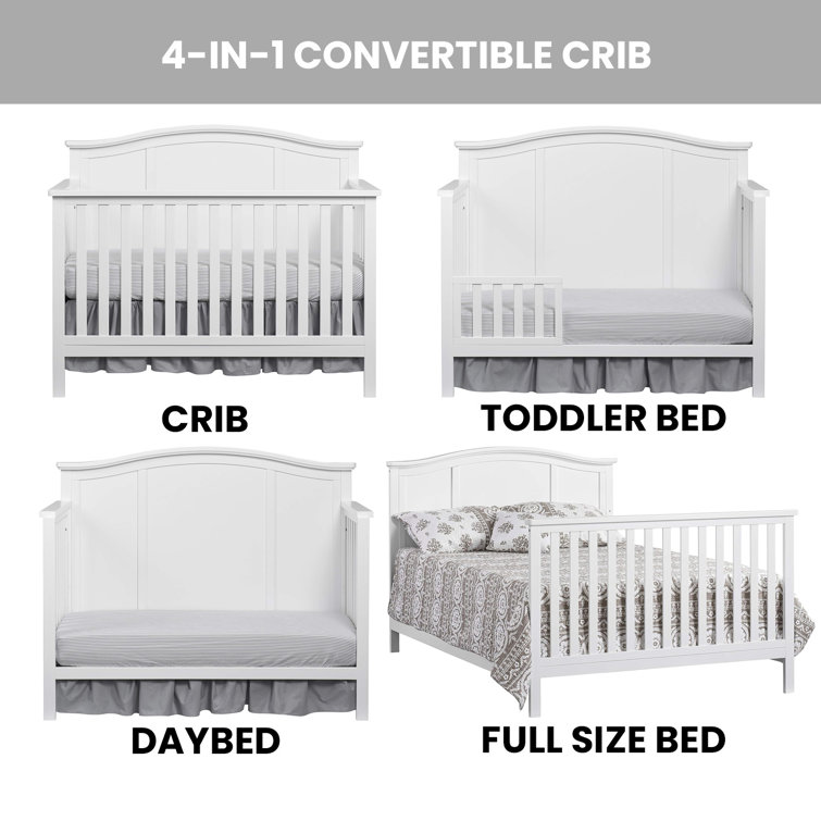 Snow White Solid Wood 4-in-1 Convertible Crib