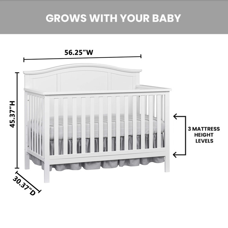Snow White Solid Wood 4-in-1 Convertible Crib