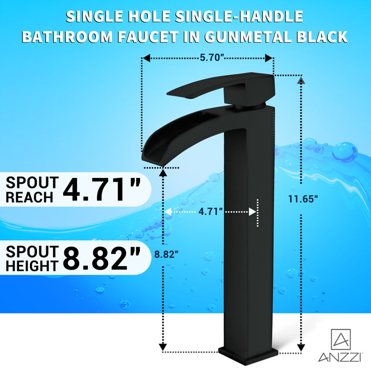 Sleek Gunmetal Black Single-Handle Vessel Bathroom Faucet