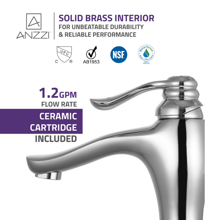 Polished Chrome Single-Handle Bathroom Faucet with Brass Interior
