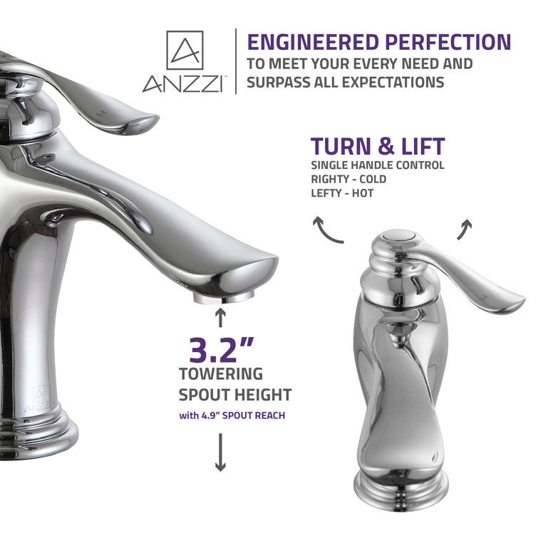 Polished Chrome Single-Handle Bathroom Faucet with Brass Interior