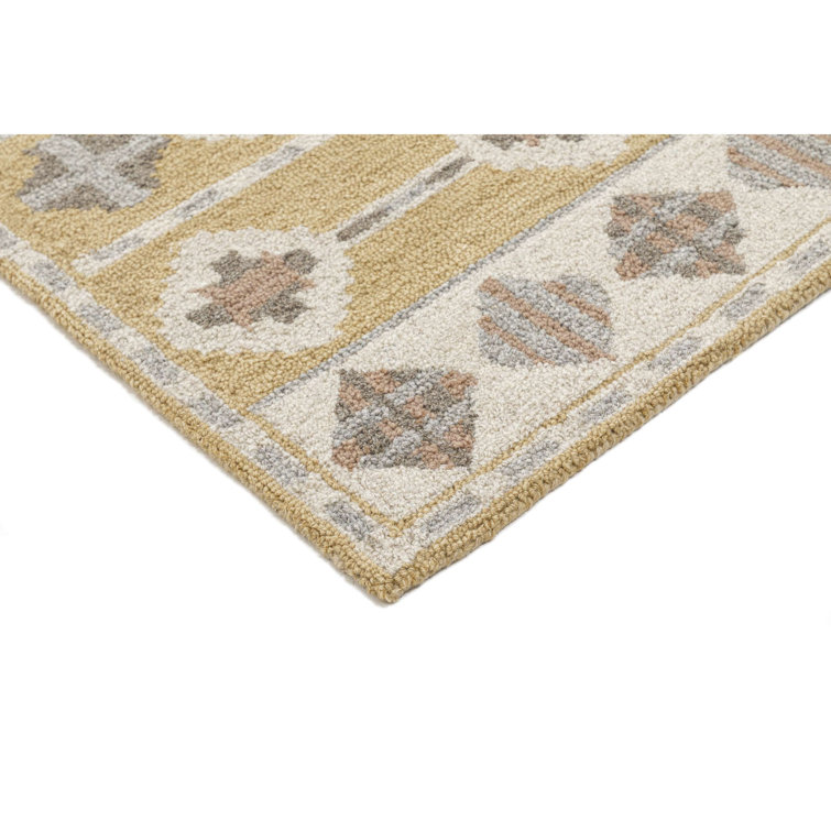 Hand-Tufted Beige and Gray Wool Rectangular Rug 5' x 8'