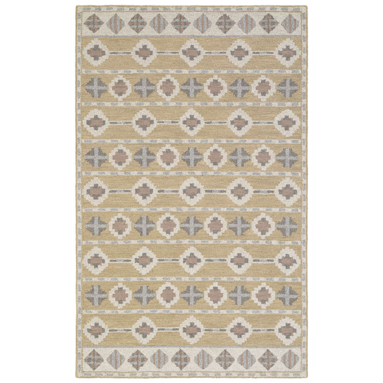 Hand-Tufted Beige and Gray Wool Rectangular Rug 5' x 8'