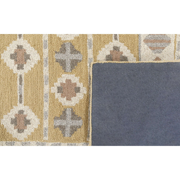 Hand-Tufted Beige and Gray Wool Rectangular Rug 5' x 8'