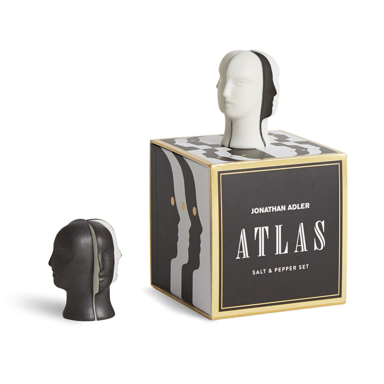 Atlas Black and White Porcelain Salt & Pepper Set