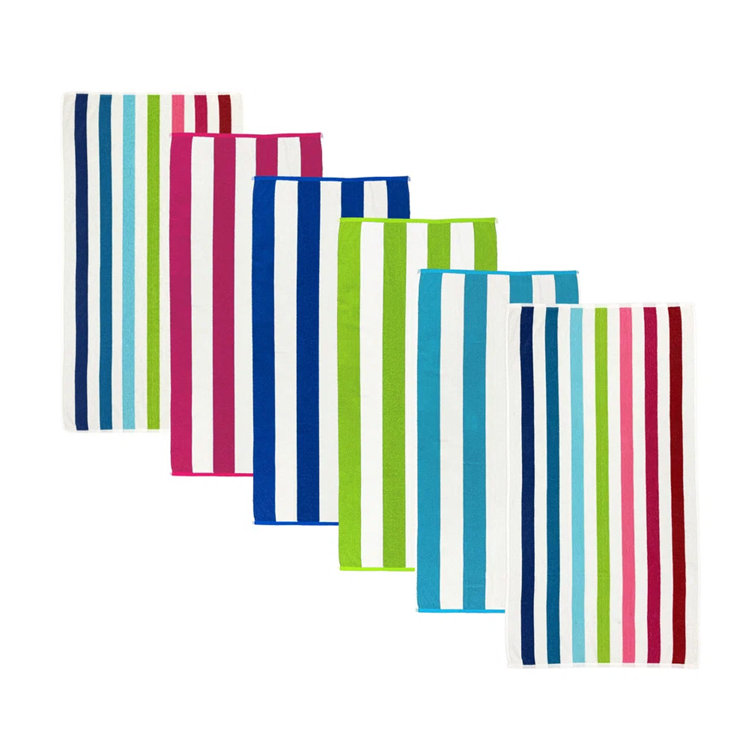 Cabana Stripe Quick-Dry Cotton Beach Towels - 6 Pack