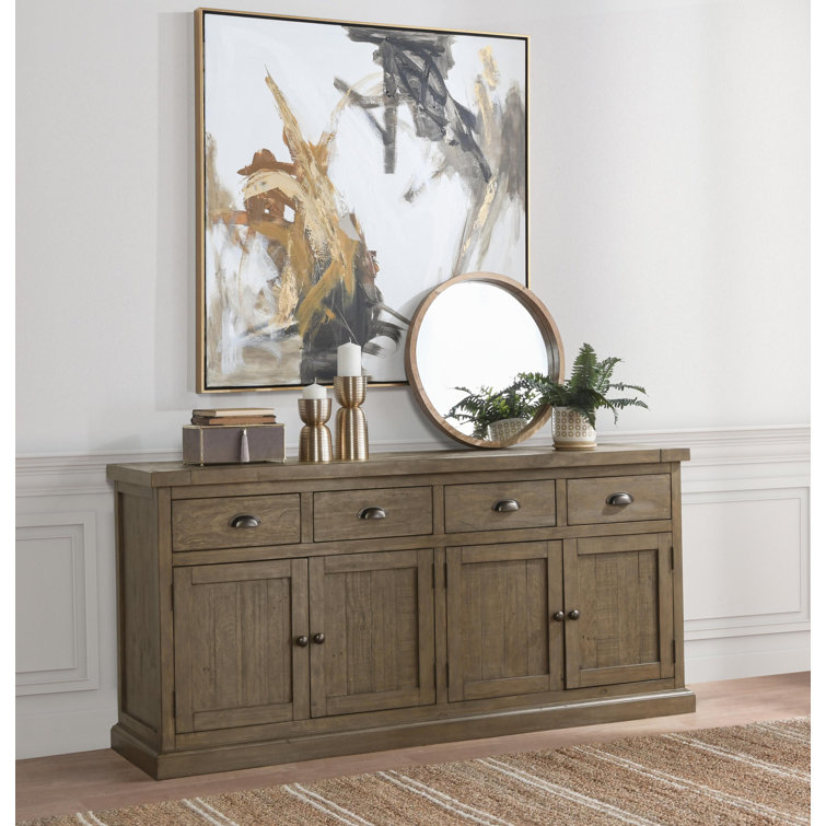 Quincy Reclaimed Pine 4-Drawer 4-Door Desert Grey Sideboard