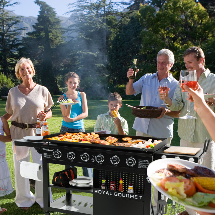 Royal Gourmet 44-Inch Black Stainless Steel 6-Burner Propane Gas Grill Griddle