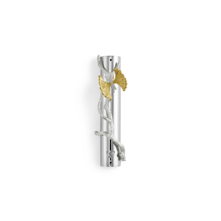 Butterfly Ginkgo Brass and Silver Mezuzah