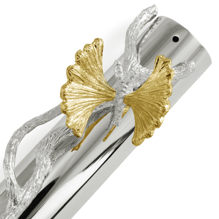Butterfly Ginkgo Brass and Silver Mezuzah