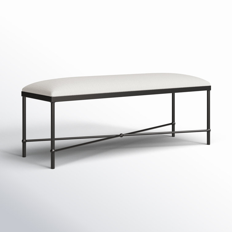 Avenham 24" Transitional Iron Framed Bench in Crisp White