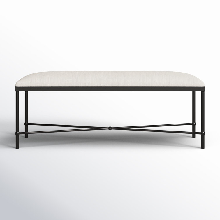 Avenham 24" Transitional Iron Framed Bench in Crisp White