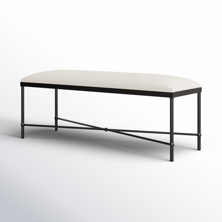 Avenham 24" Transitional Iron Framed Bench in Crisp White