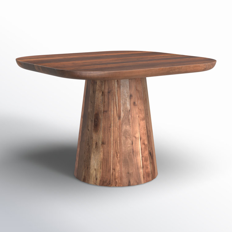 Natural Acacia Wood Rustic Round Pedestal Dining Table