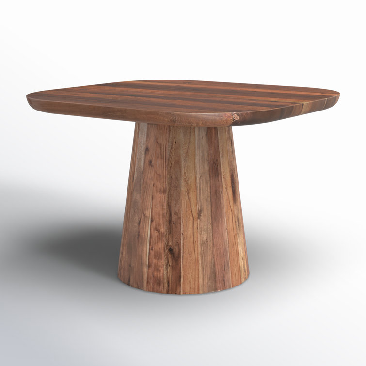 Natural Acacia Wood Rustic Round Pedestal Dining Table